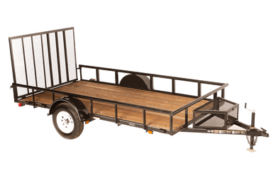 6×12 Utility Trailer with Pipe Rails, Wood Floor & 2-Piece Tongue