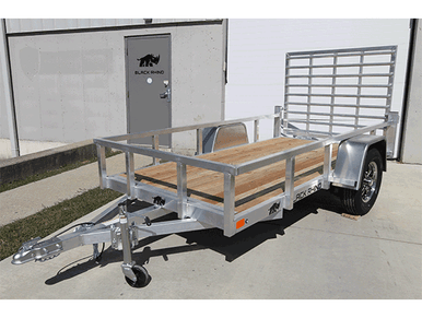 Aluminum Landscape Trailer with 5×10 Wood Deck, Single Axle (rails)