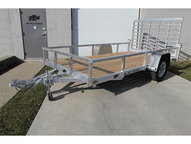 Aluminum Landscape Trailer with 6×12 Wood Deck, Single Axle (rails)