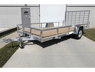 Aluminum Landscape Trailer with 7×14 Wood Deck, Single Axle (rails)